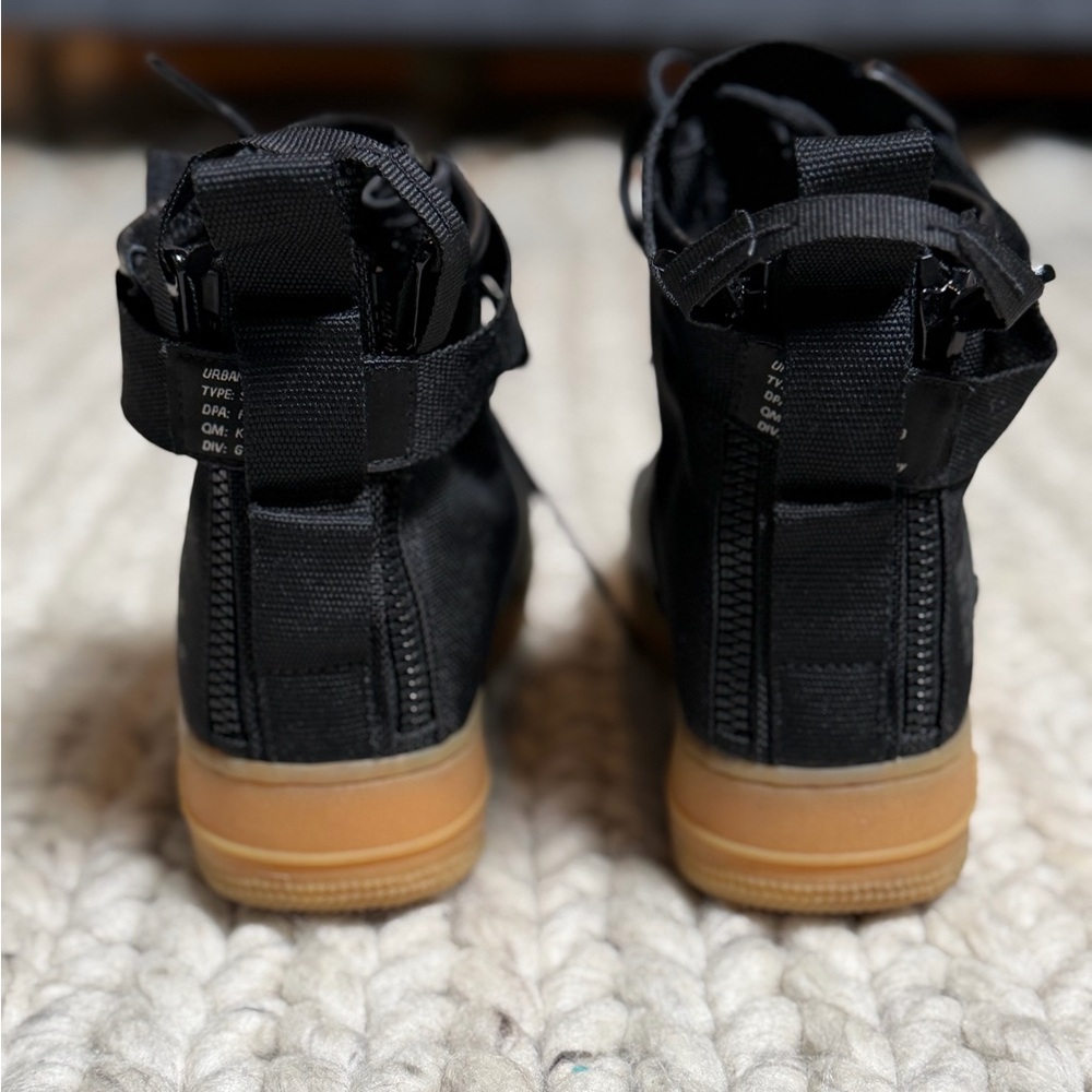 NIKE SF Airforce 1 Mid- Black High-Top Sneakers with Gum Sole—BLACK GUM - Picture 5 of 7